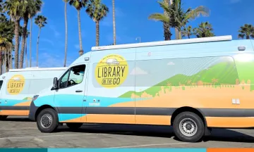 The new Library on the Go Van parked at the beach