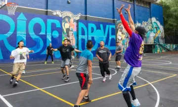 Bohnett Park basketball court with kids playing