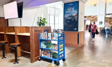 Book cart in the Santa Barbara Airport Terminal)