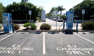Two public ev charging stations at the Eastside Library parking lot