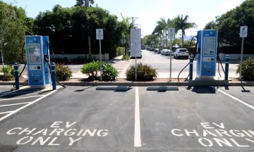 Two public ev charging stations at the Eastside Library parking lot