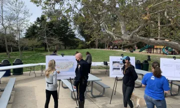 Cliff Drive Vision Zero public workshop posters and attendees