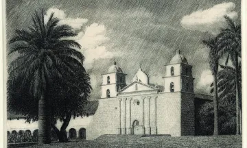 Mission Santa Barbara Chalk Drawing