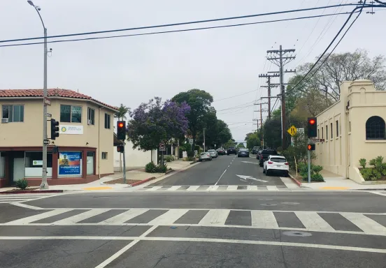 Crosswalk at the intersection of Mission and Chapala Street