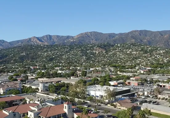 Arial View of downtown Santa Barbara and the Riviera