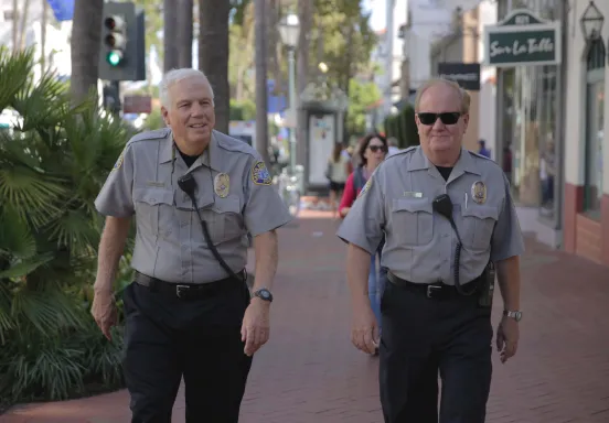 Volunteers in Policing walking down State Street
