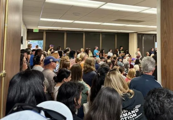 Crowd at the Special City Council Meeting on July 15, 2025.