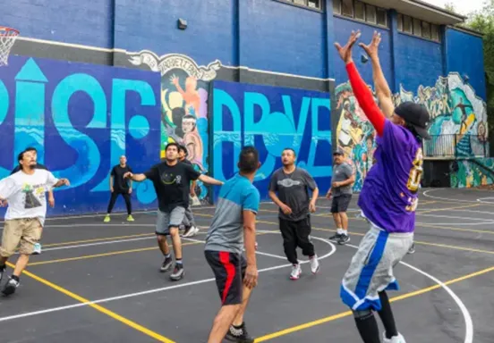 Picture of people playing on Bohnett Park Basketball Court