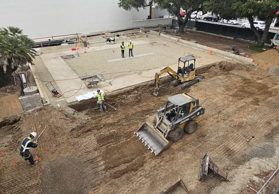 View looking down at a construction site