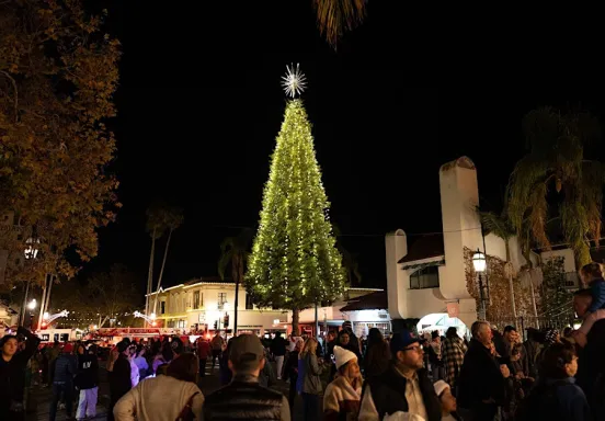 Tree lighting in Downtown Santa Barbara.