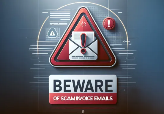 Image and graphic with text saying beware of scam emails and image of email that looks like it is in cyber space
