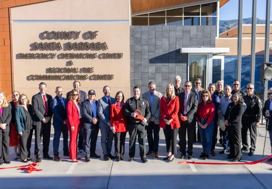 Public officils and safety partners gathered for a ribbon cutting on December 9, 2025
