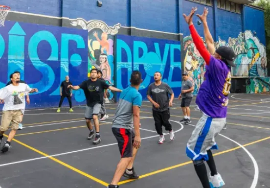 Bohnett Park basketball court with kids playing