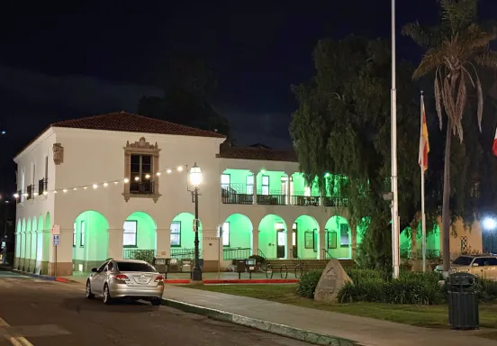 City Hall Light up Green for Mental Health Month