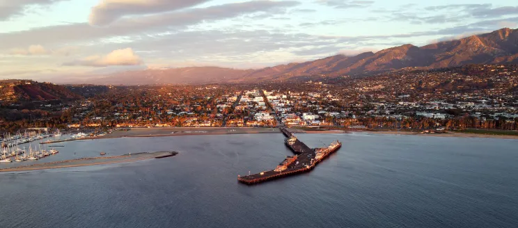 City of Santa Barbara viewed from the air over the ocean
