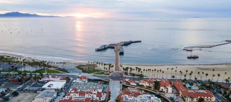 Sterns Wharf State Street Cabrillo Waterfront Aerial