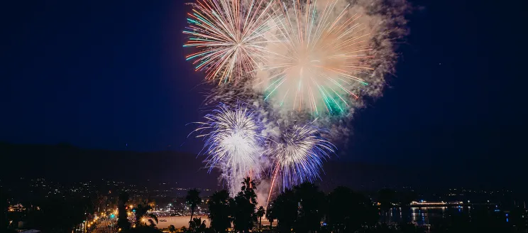 Fireworks explode over West Beach