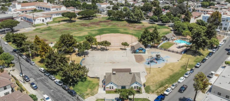 an aerial view of Ortega Park