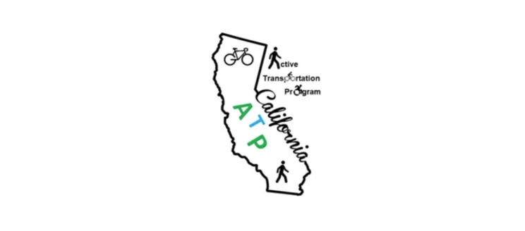 A line drawing of California with a bike and the words Active Transportation Program