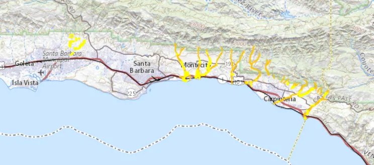 Map of the Santa Barbara coast