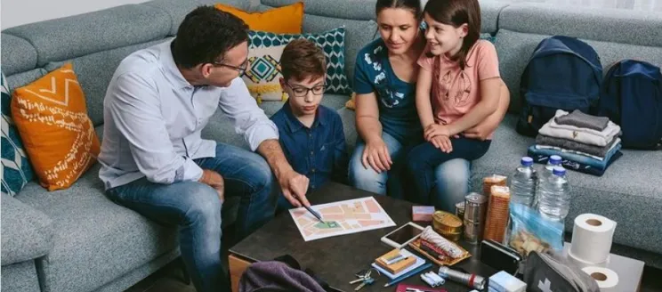 Family reviewing their emergency plan