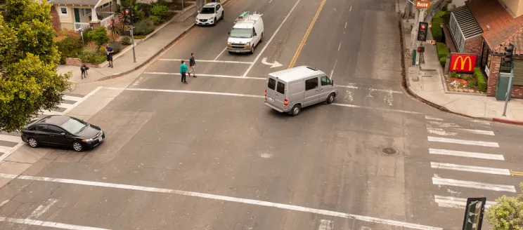 Aerial view of the intersection of Milpas and Mason Streets