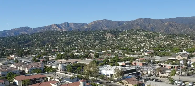 Arial View of downtown Santa Barbara and the Riviera