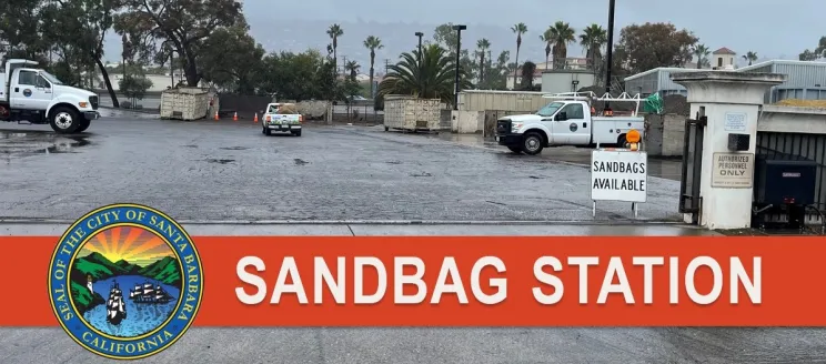 Entrance to City of Santa Barbara's Sandbag Station at 401 E. Yanonali Street