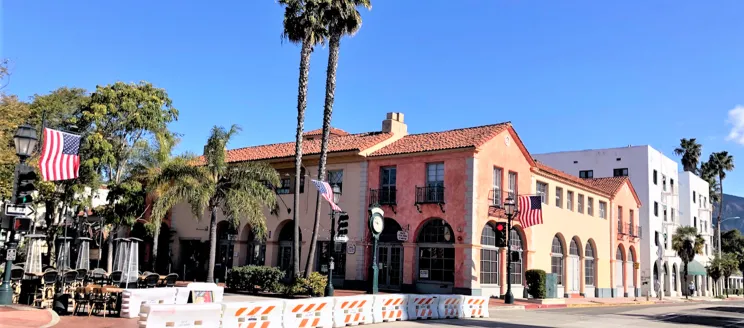 image of State Street showing baracades for open street.