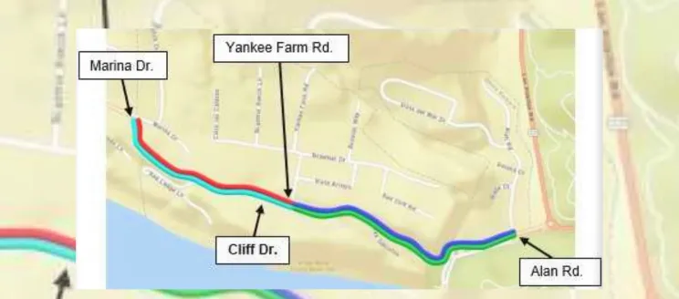 Image of map, showing the project area along Cliff Drive