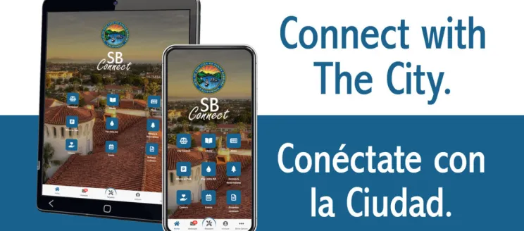 Text reads" Connect with the City" and "Conectate con la Ciudad"