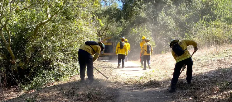 Crews work on a Fire access road at Honda Valley Park