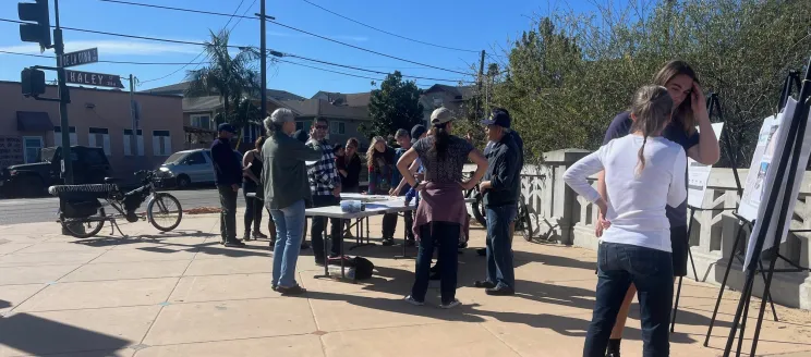 Image of community members at the in-person Castillo Street Undercrossing outreach meeting on  March 16, 2024.