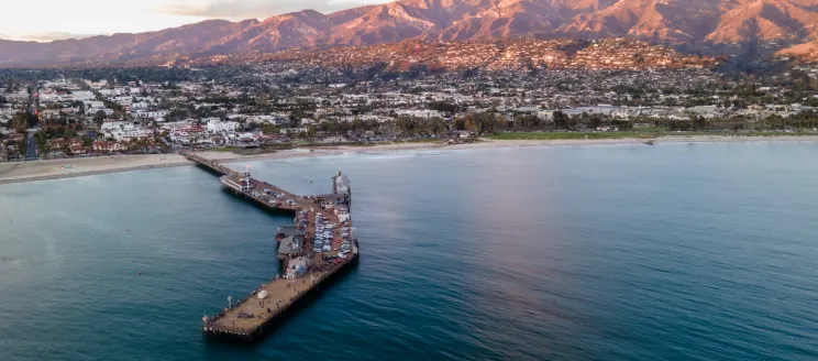 Sterns Wharf State Street Cabrillo Waterfront Aerial