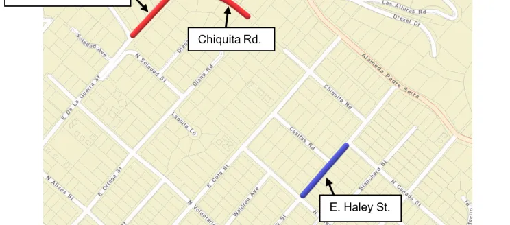 Paving Area Map - Chiquita Rd. and Haley St. 