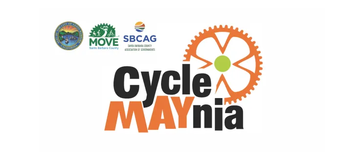 CycleMAYnia logo, City of Santa Barbara Seal, MOVE Santa Barbara County logo, and Santa Barbara County Association of Governments logo. 