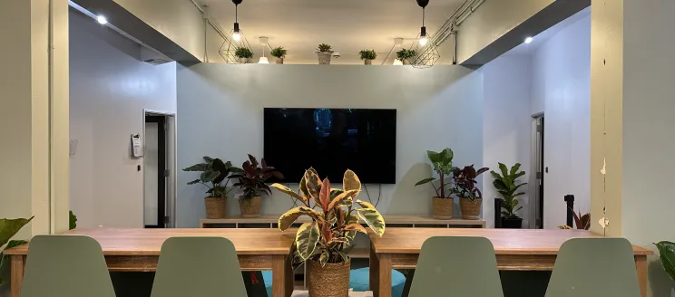 View of TV in Faro Center Community Room