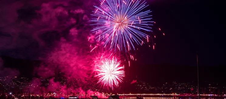 Fireworks explode over West Beach