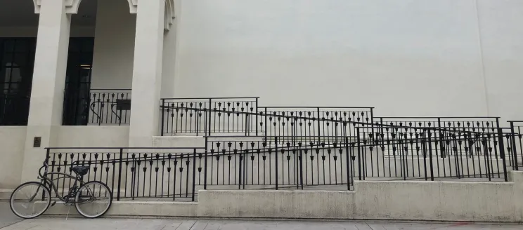 Photo of library ramp to building.