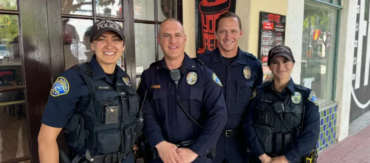 Four Officers Standing in front of Restaurant Yona Redz