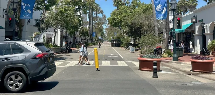 Image of pedestrians walking across State Street promenade