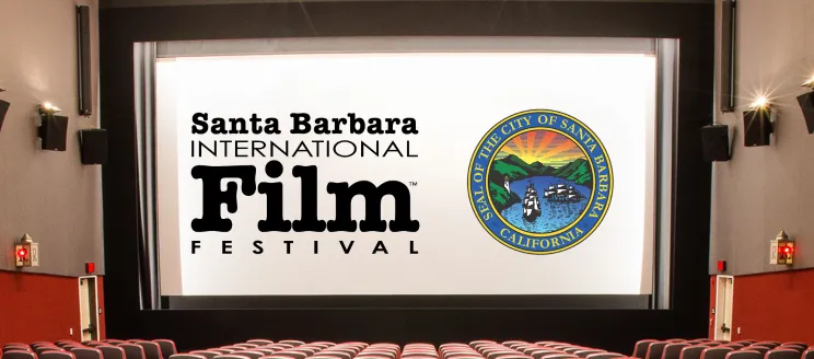 Movie Theatre Screen with Santa Barbara International Film Festival logo and City of Santa Barbara Seal.png