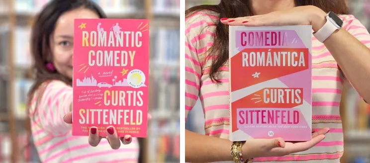 Staff member holding Romantic Comedy by Curtis Sittenfeld.