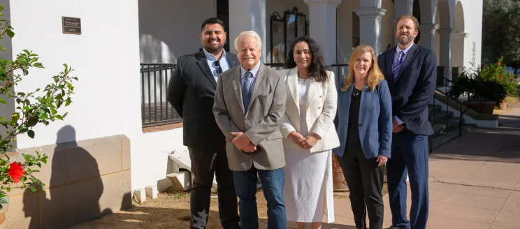 2024 City Council members standing in front of commemorative City Hall Centennial plaque 