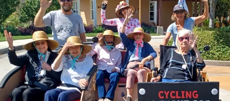 A group of participant in a Cycling Without Age ride.
