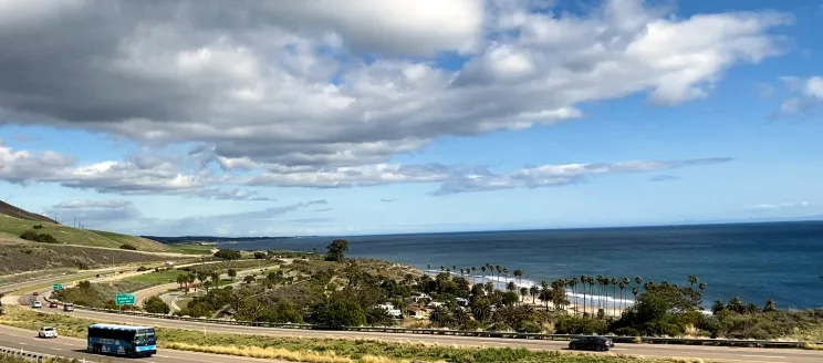 Clean Air Express at Refugio Wide Shot showing the coastline