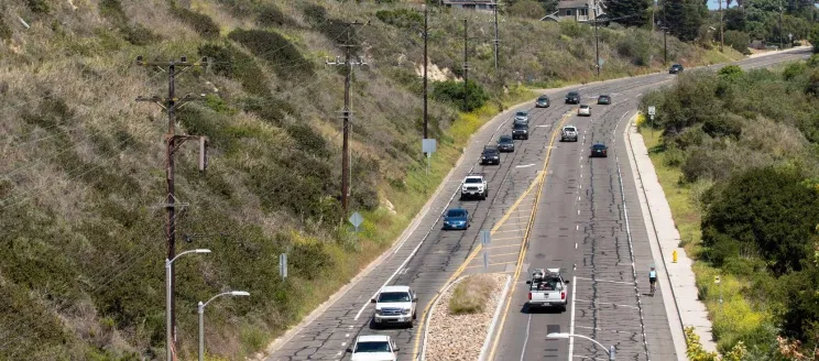 Cars driving along Cliff Drive