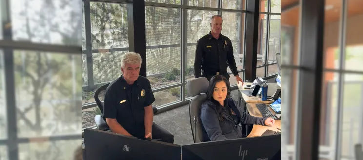Fire Chief Mailes and Staff at the Santa Barbara County Regional Fire Communications Center.