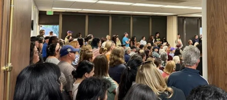 Crowd at the Special City Council Meeting on July 15, 2025.