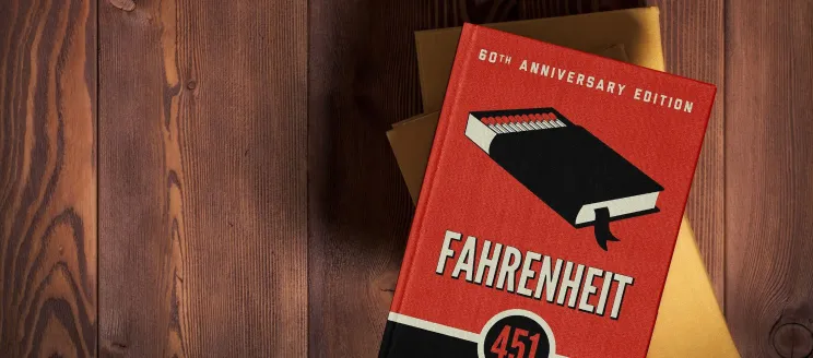 60th Anniversary edition Fahrenheit 451 on a table.